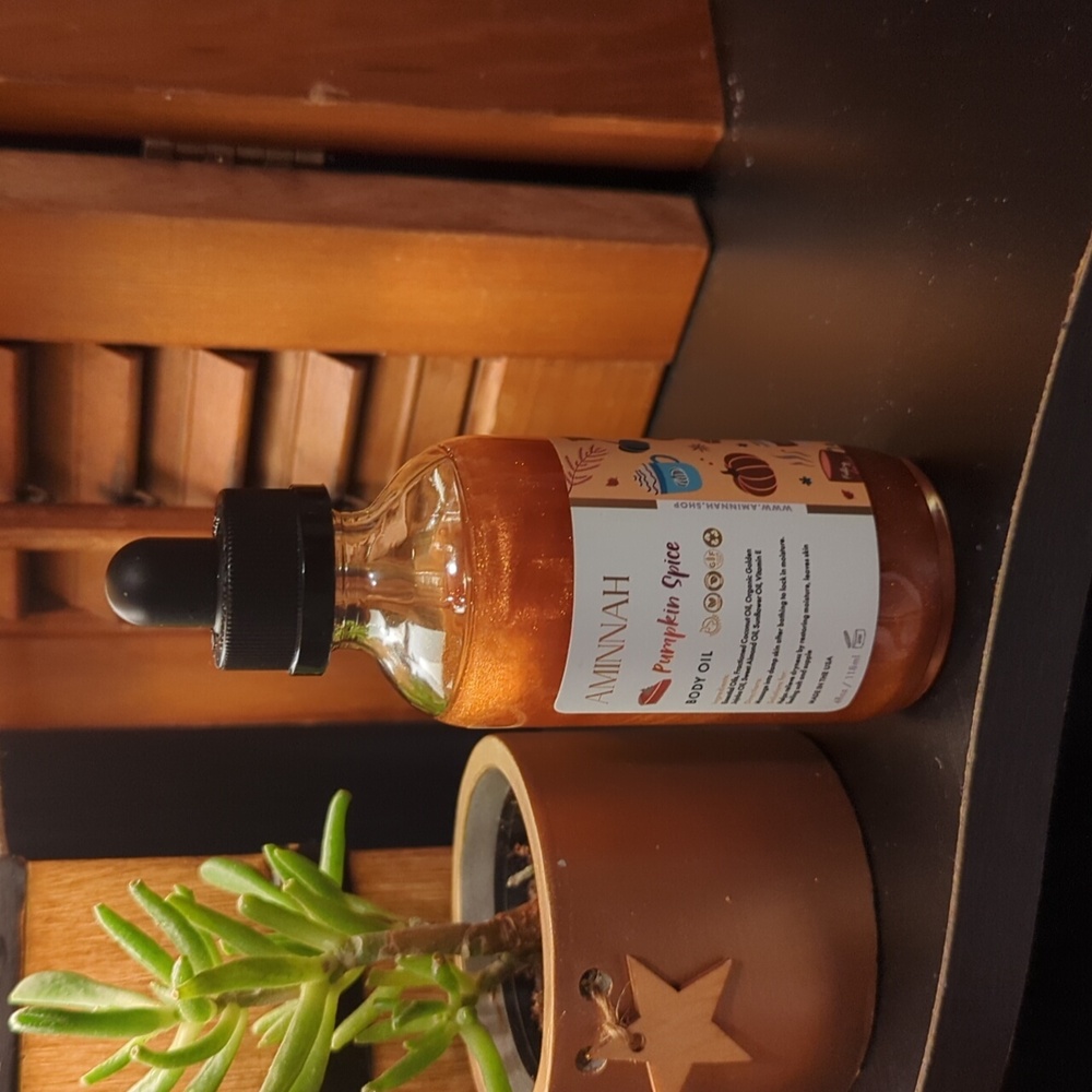 Aminnah Pumpkin Spice Body Oil Coconut Jojoba Almond Sunflower Vitamin E NEW - Picture 2 of 12